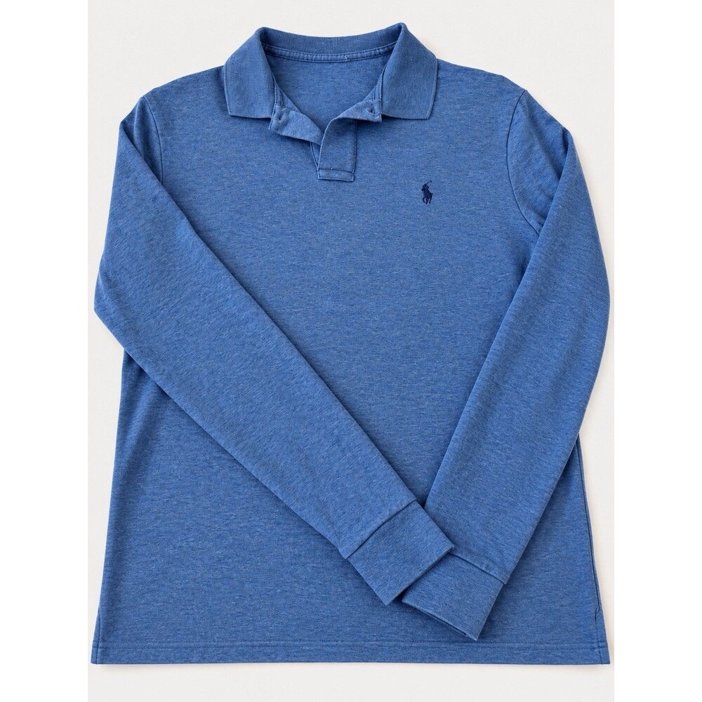 Polo Ralph Lauren Men’s Blue Long Sleeve Polo Shirt Embroidered Pony Logo